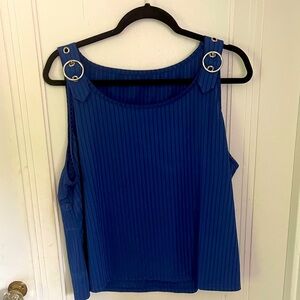 Ribbed Buckle Blue Top